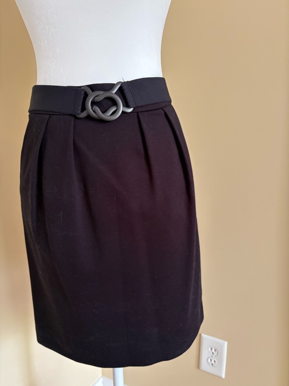 Trina Turk Black Pencil Skirt with Interlocking Loop Belt